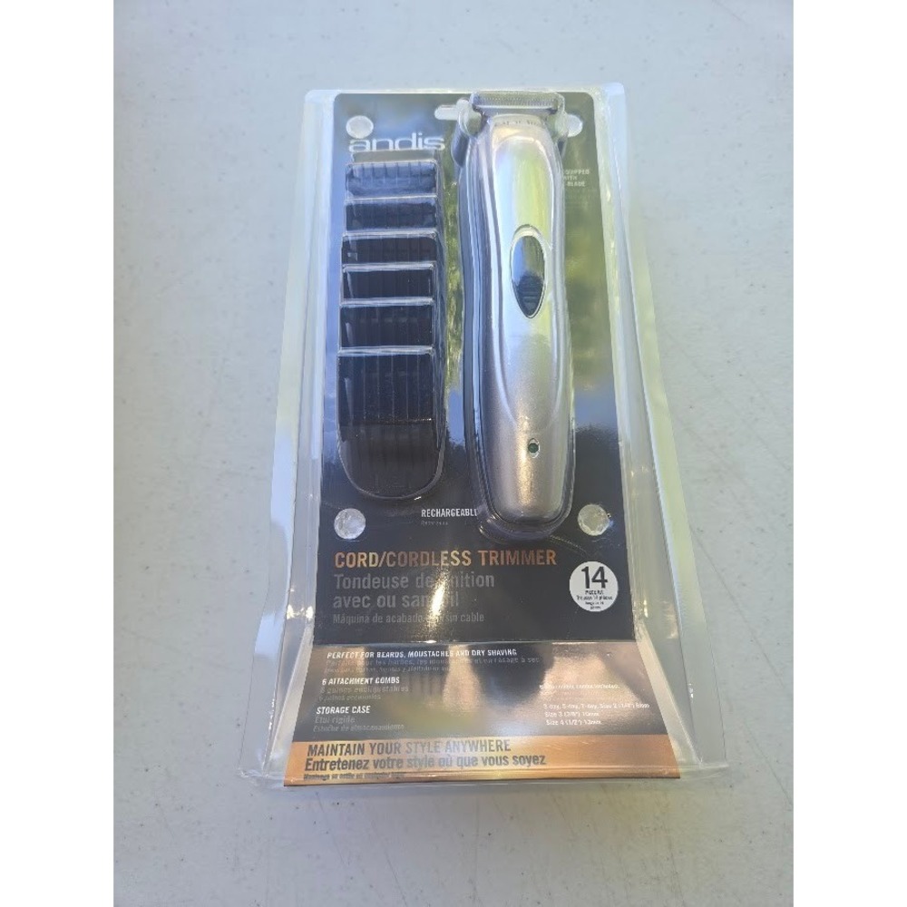 Andis Cord/Cordless Trimmer 14 Piece Kit with T-Blade and 6 Attachment Combs